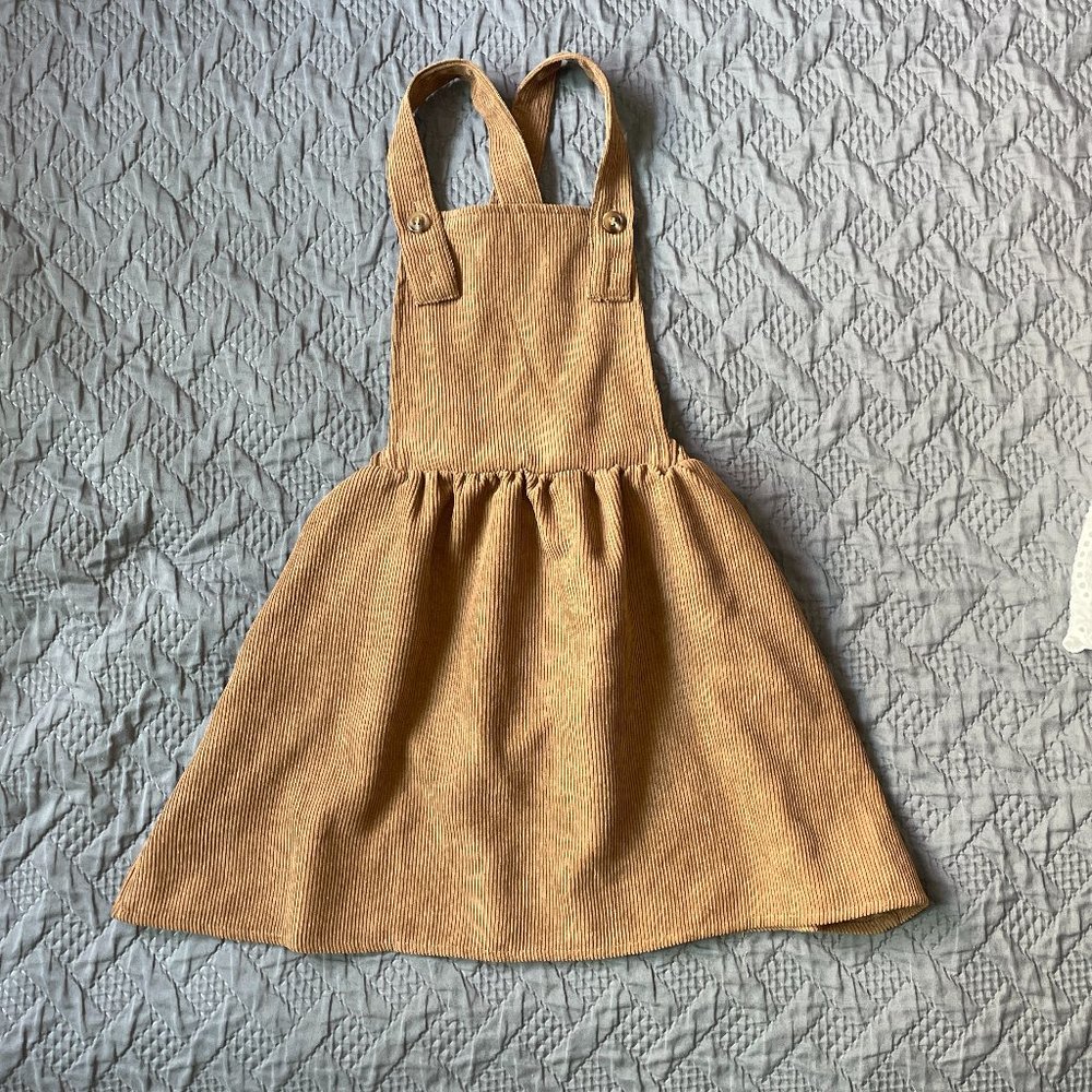 Brown Corduroy Overalls Dress